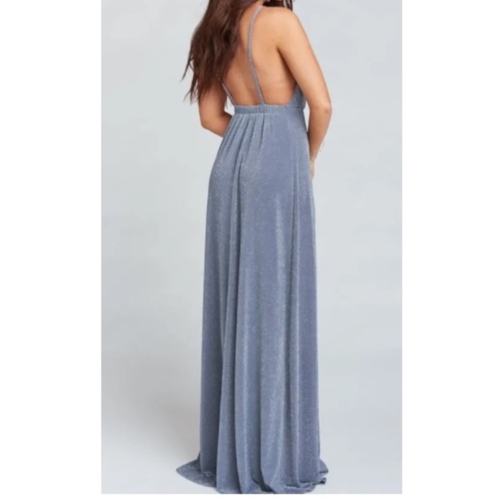 Show Me Your Mumu NWT Amanda Dancing Queen Shine Smoke Gray Sparkle Maxi Dress S - Picture 11 of 17